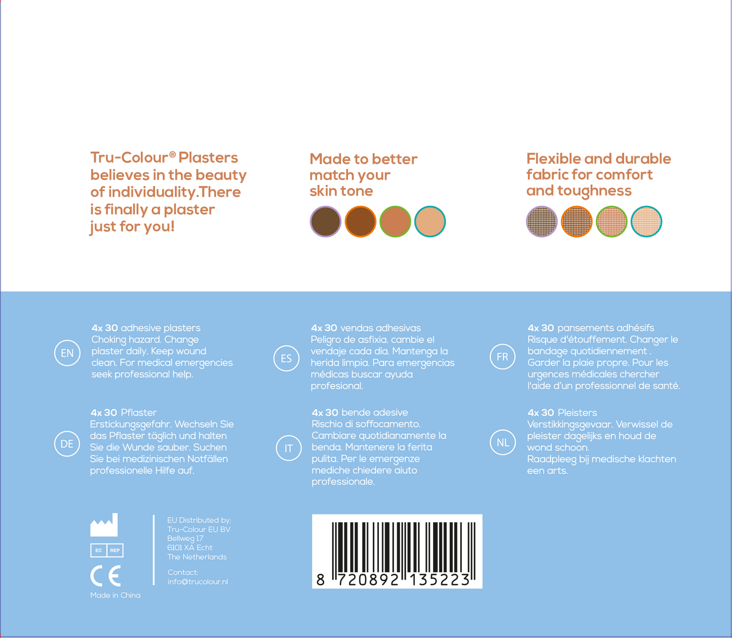 Tru-Colour Skin Tone Plasters - Combi Pack all colour variants - 120 count - 2 sizes