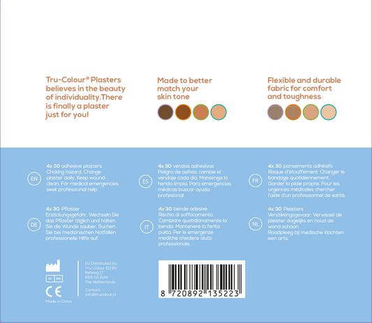 Tru-Colour Skin Tone Plasters - Combi Pack all colour variants - 120 count - 2 sizes