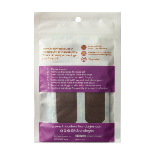 Tru-Colour Skin Tone Assorted Plasters: Dark Brown Skintone - 30 count