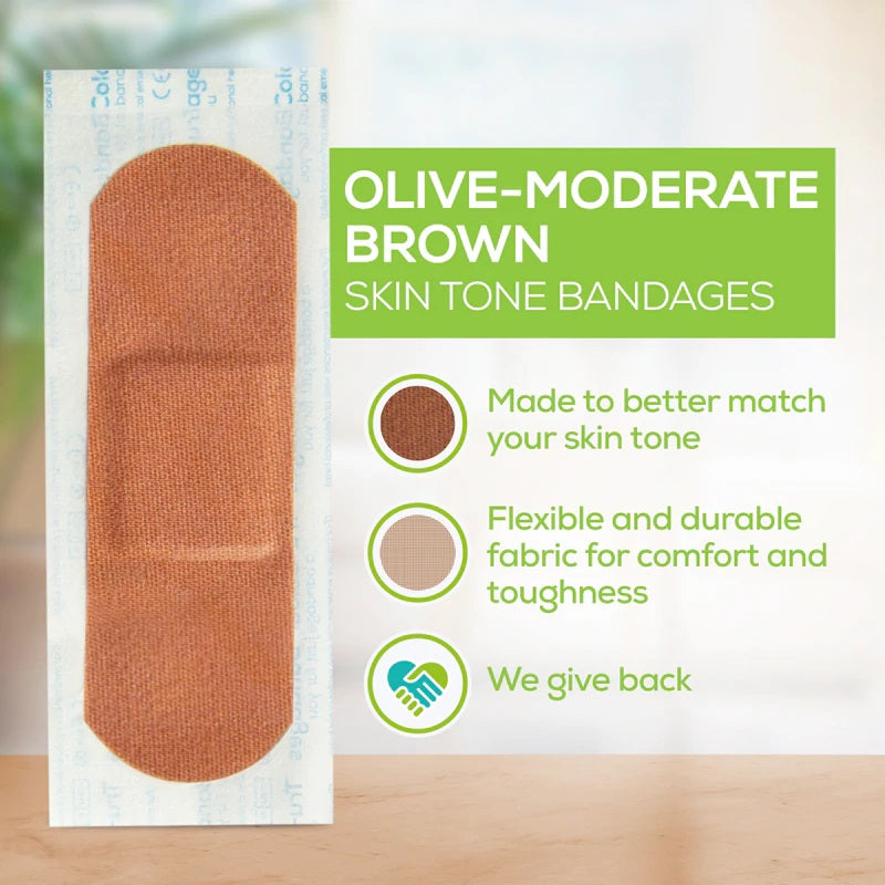 Tru-Colour Skin Tone Plasters Light Brown Skintone - Multipack - 120 count- 2 sizes