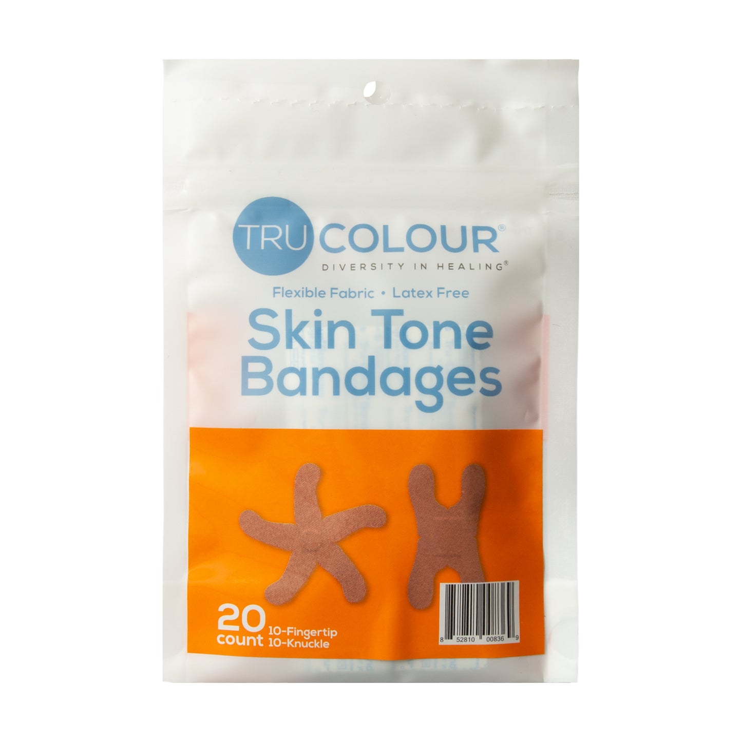 Tru-Colour Skin Tone Fingertip & Knuckle Plasters: Brown Skintone  - 20 count